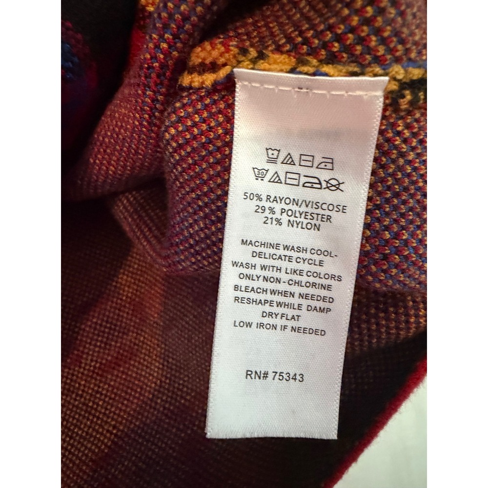 Tahari Red Plaid Mock Neck Sweater Womens Medium Tartan Knit Long Sleeve Top - Picture 7 of 7